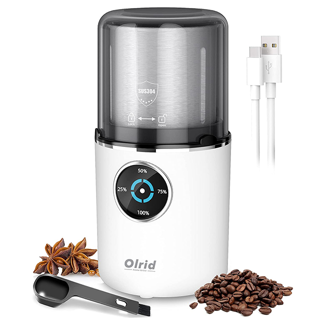 Cordless Coffee Grinder Electric, USB Rechargeable Coffee Bean Grinder with  5 Grind Settings, Portable Coffee Bean Grinder for Camping/Travel 