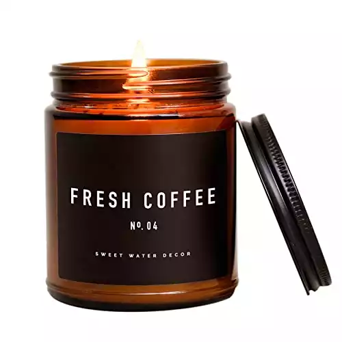 Sweet Water Decor Fresh Coffee Candle, 9oz Amber Jar, 40 Hour Burn Time